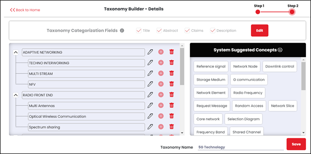 Explainable AI-based Taxonomy Builder tool, where users can create their own multi-level categories (Source: XLSCOUT)